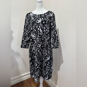 Boden Black and White Patterned Dress